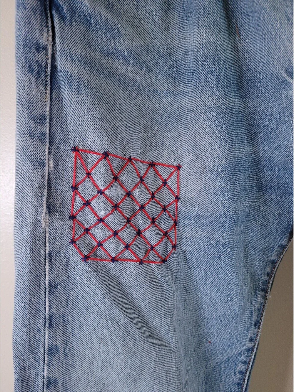 Vintage levis 501 xx 34x38 sashiko patchwork boro jeans 35 inseam